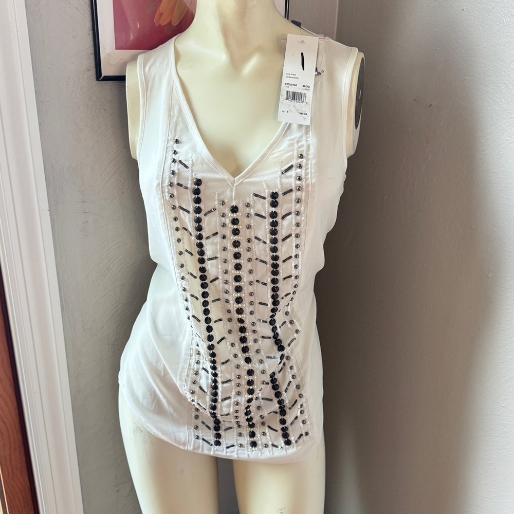 Ny collection studded sleeveless blouse size small NWT
